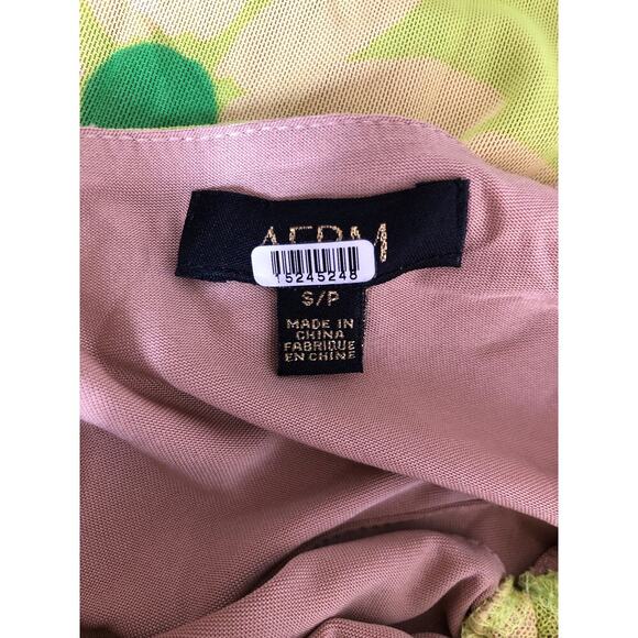 AFRM Savon Dress Floral Halter Tie Neck Mini Sheath Lime Daisy Green Small - Picture 4 of 6